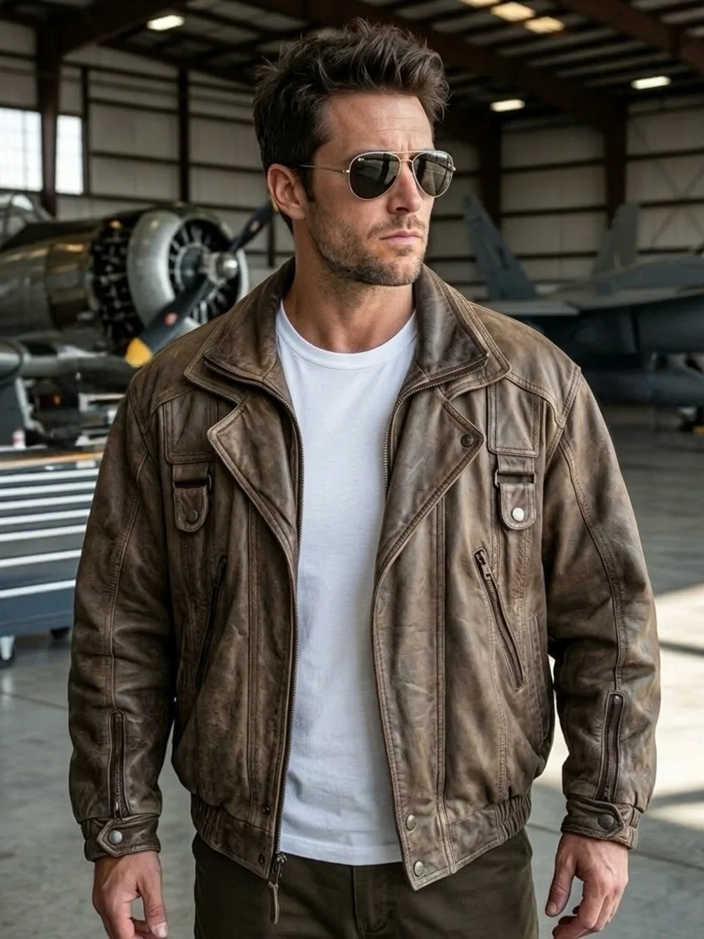 Vtg Wilsons Men's Brown Leather Bomber Jacket XL Top Gun Lived In Patina -AS IS-